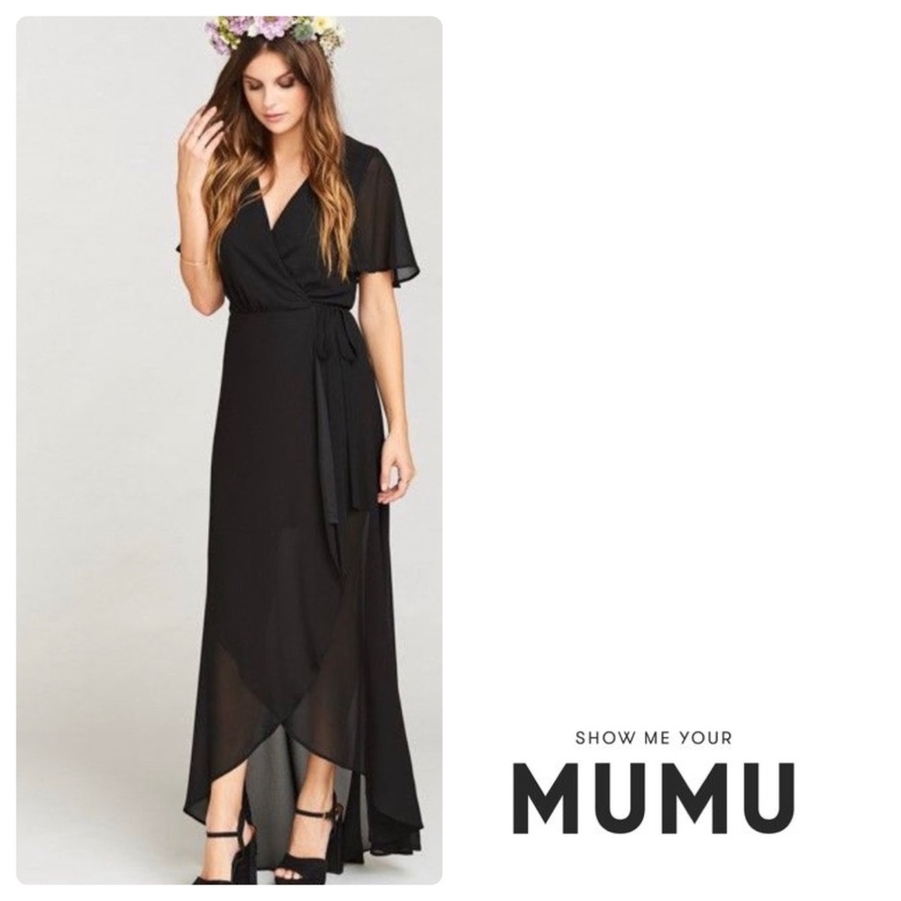 SMYM Sophia Wrap Dress in Black Chiffon